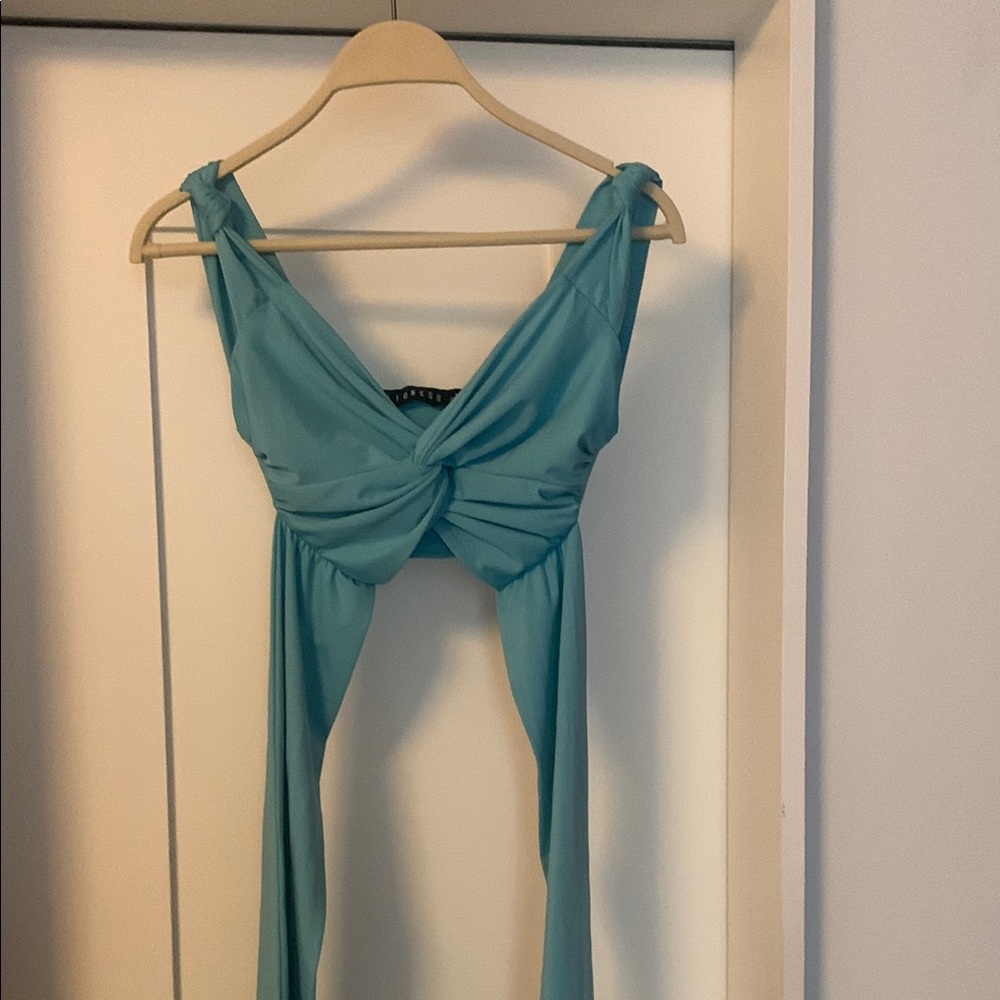 Lioness Blue Wrap Crop Top with Adjustable Straps